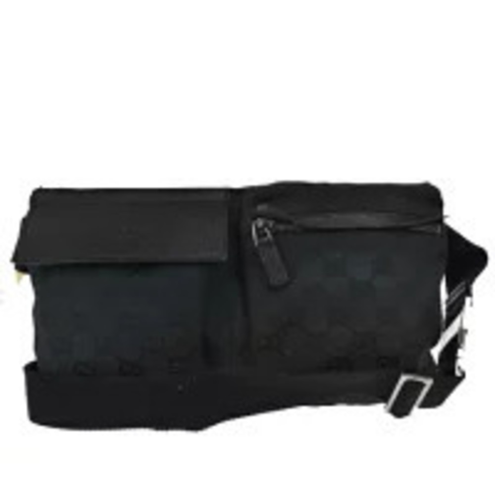Gucci Waist Pouch Clutch Bag GG Black Canvas Leather